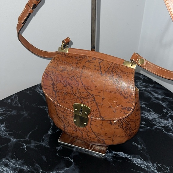Patricia Nash Handbag Leather Veneto Crossbody Signature Map Brown AUTHENTIC - Picture 2 of 10